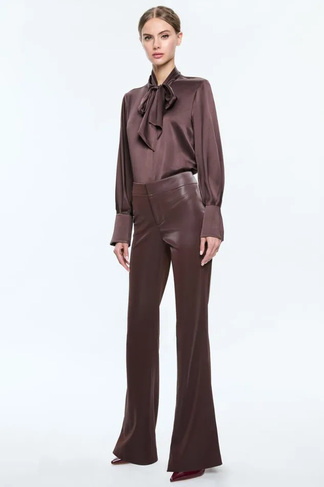 Alice Olivia Lloyd Button Down Espresso Women Tops