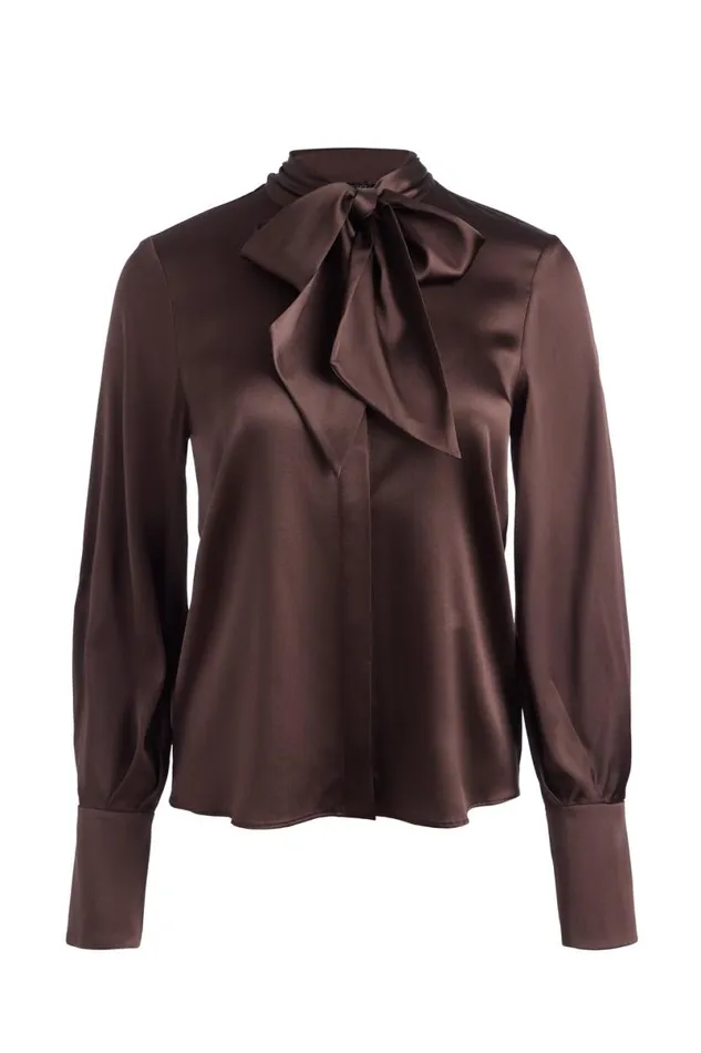 Alice Olivia Lloyd Button Down Espresso Women Tops