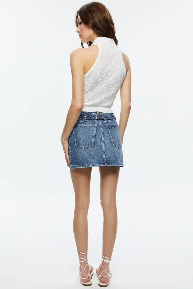 Alice Olivia Miles Collared Tank Soft White Women Tops
