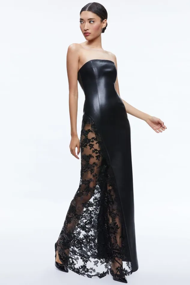Alice Olivia Retha Vegan Gown Black Women Dresses