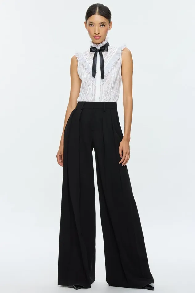 Alice Olivia Rheba Lace Blouse Off White Women Tops