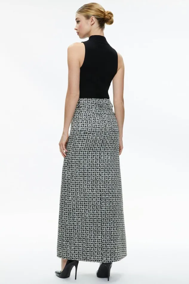 Alice Olivia Rye Tweed Maxi Skirt Blackoff White Women Skirts