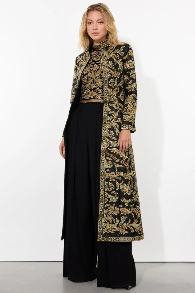 Alice Olivia Thomas Embellished Coat Blackgold Women Outerwear