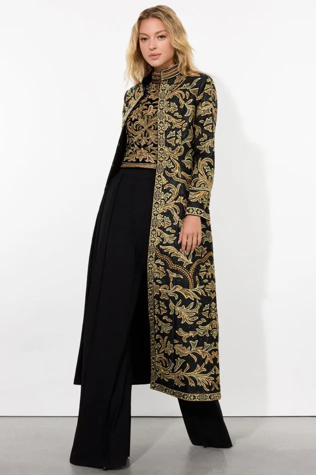 Alice Olivia Thomas Embellished Coat Blackgold Women Outerwear