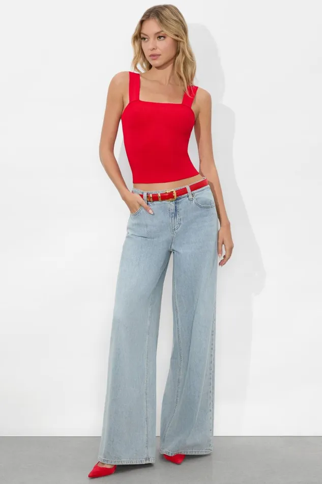 Alice Olivia Torie Tank Bright Ruby Women Tops