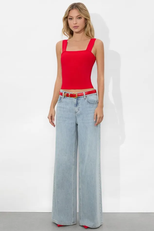 Alice Olivia Torie Tank Bright Ruby Women Tops
