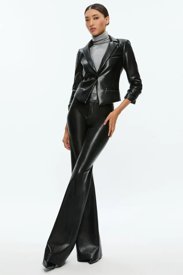 Alice Olivia Vinnie Vegan Blazer Black Women Suits