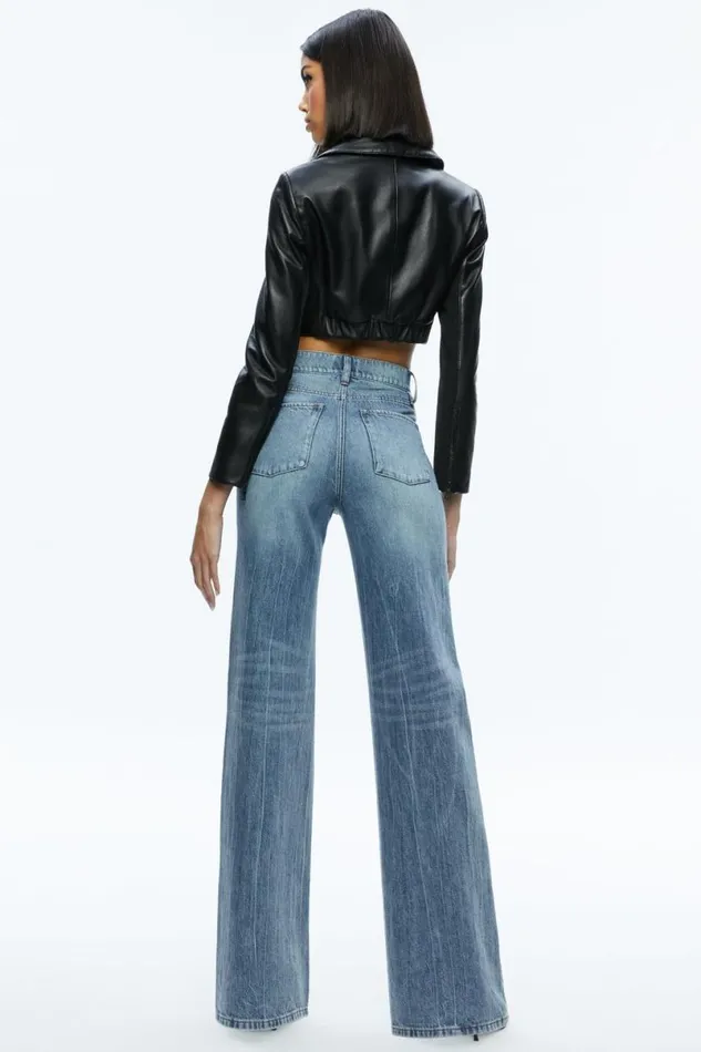 Alice Olivia Yardley Leather Jacket Black Women Outerwear
