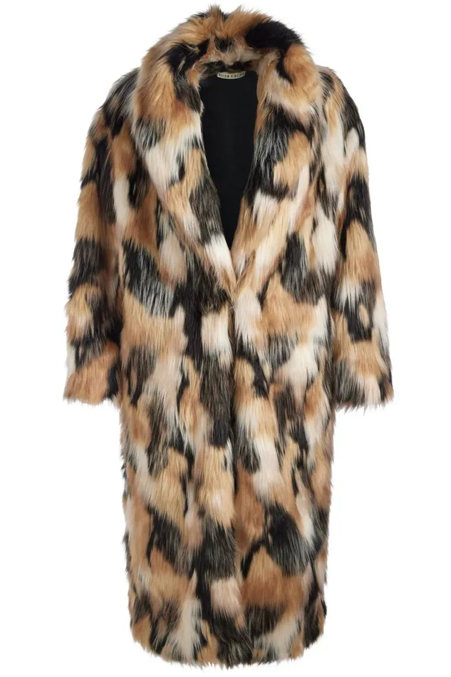 Alice Olivia Yetta Faux Fur Coat Blackmulti Women Outerwear