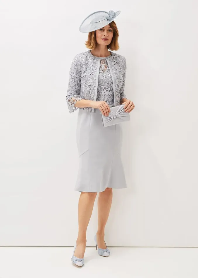 Alisha Double Layer Lace Peplum Dress Mineral Women Phase Eight Dresses