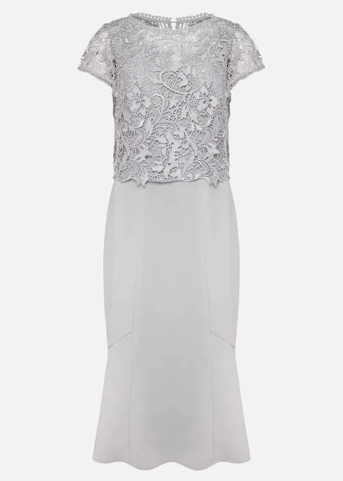 Alisha Double Layer Lace Peplum Dress Mineral Women Phase Eight Dresses