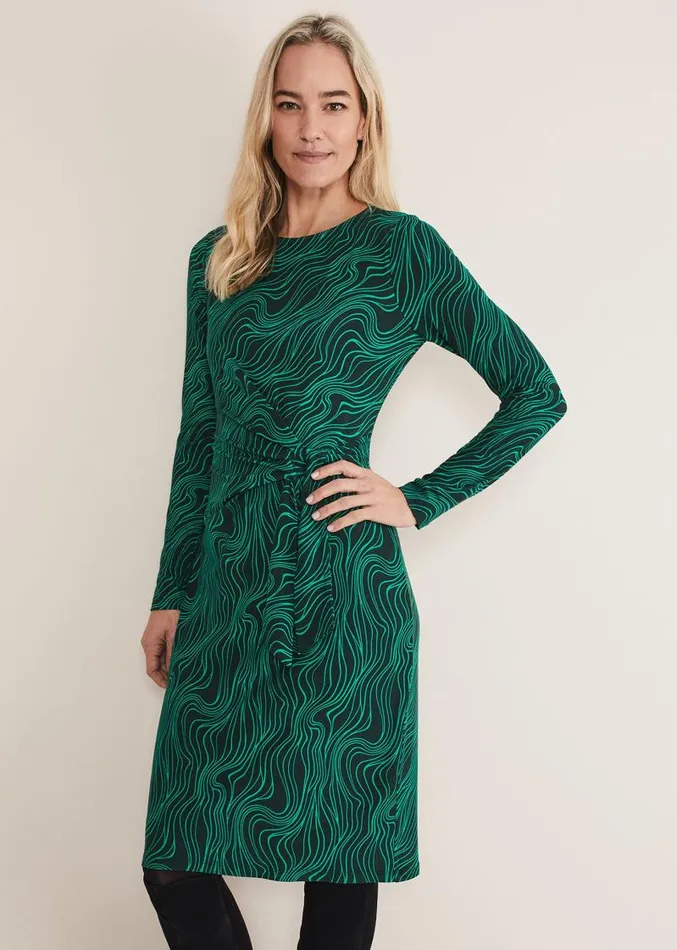 Ally Swirl Midi Dress Greenblack Women Phase Eight Dresses