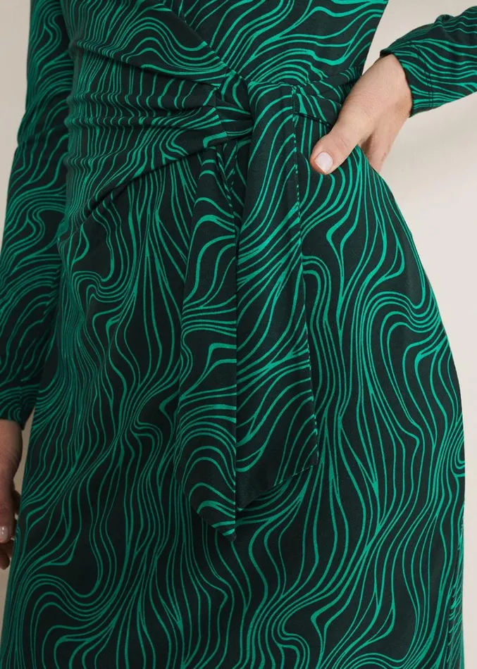 Ally Swirl Midi Dress Greenblack Women Phase Eight Dresses