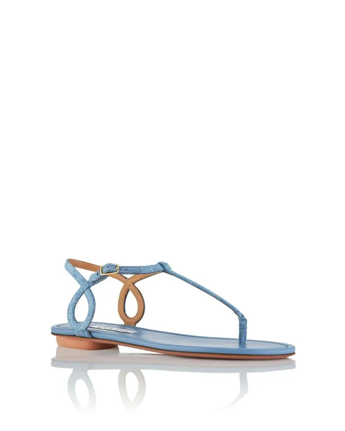 Almost Bare Sandal Flat Blue Women Aquazzura Flats Almost Bare Sandal Flat Blue Women Aquazzura Flats