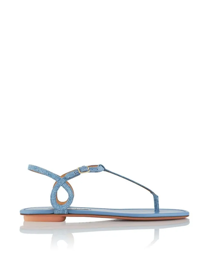 Almost Bare Sandal Flat Blue Women Aquazzura Flats Almost Bare Sandal Flat Blue Women Aquazzura Flats