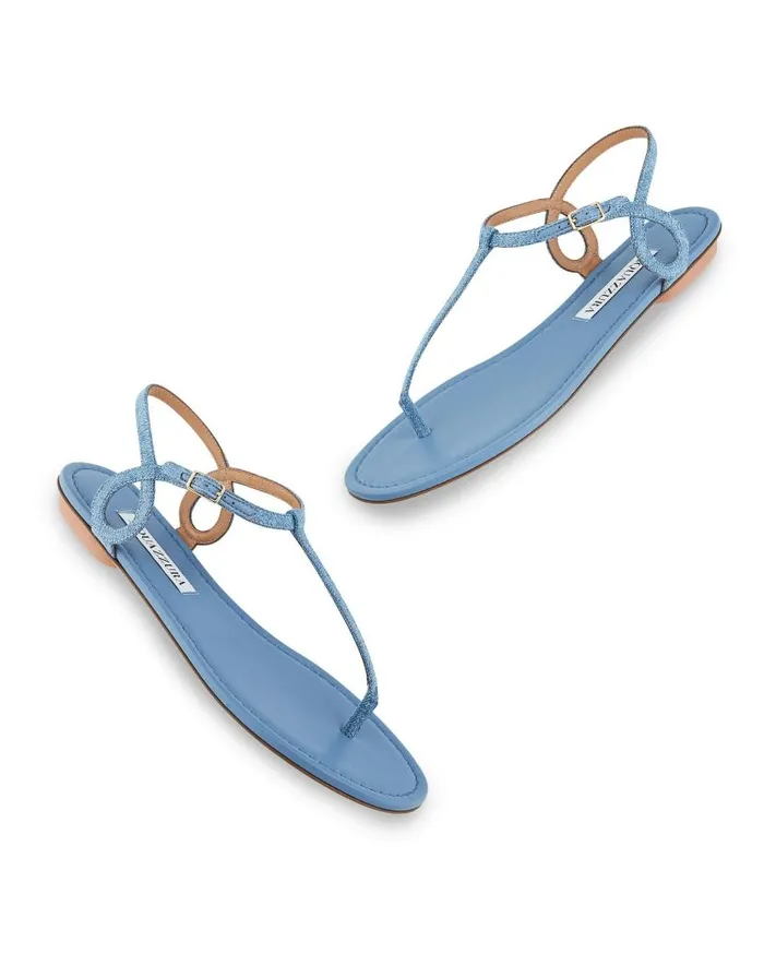 Almost Bare Sandal Flat Blue Women Aquazzura Flats Almost Bare Sandal Flat Blue Women Aquazzura Flats