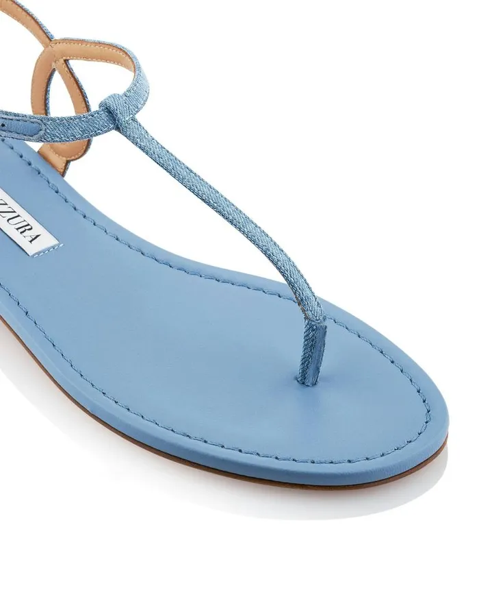 Almost Bare Sandal Flat Blue Women Aquazzura Flats Almost Bare Sandal Flat Blue Women Aquazzura Flats