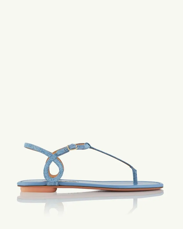 Almost Bare Sandal Flat Blue Women Aquazzura Flats Almost Bare Sandal Flat Blue Women Aquazzura Flats