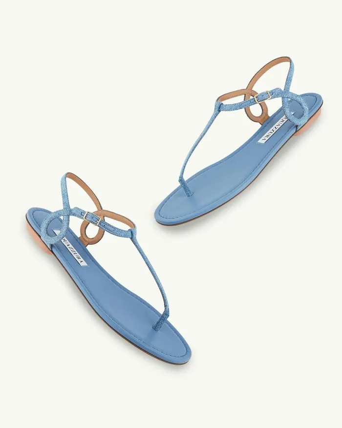 Almost Bare Sandal Flat Blue Women Aquazzura Flats Almost Bare Sandal Flat Blue Women Aquazzura Flats