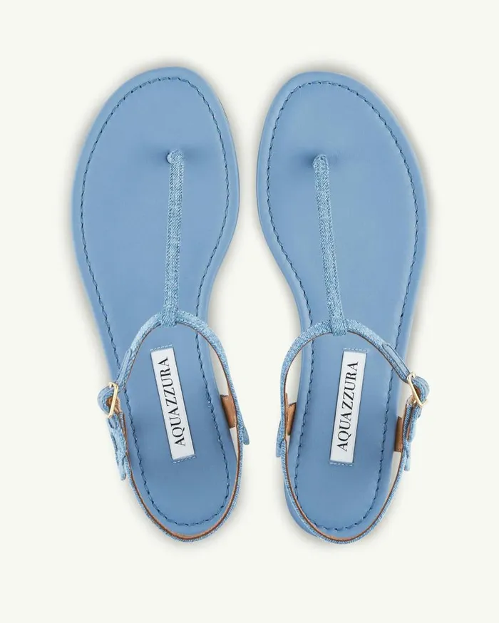 Almost Bare Sandal Flat Blue Women Aquazzura Flats Almost Bare Sandal Flat Blue Women Aquazzura Flats