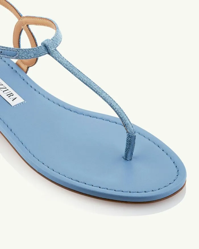 Almost Bare Sandal Flat Blue Women Aquazzura Flats Almost Bare Sandal Flat Blue Women Aquazzura Flats