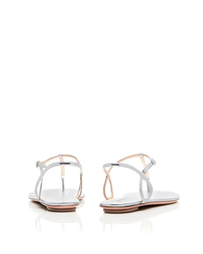 Almost Bare Sandal Flat Silver Women Aquazzura Sandals Almost Bare Sandal Flat Silver Women Aquazzura Sandals