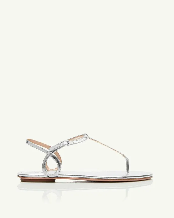 Almost Bare Sandal Flat Silver Women Aquazzura Sandals Almost Bare Sandal Flat Silver Women Aquazzura Sandals