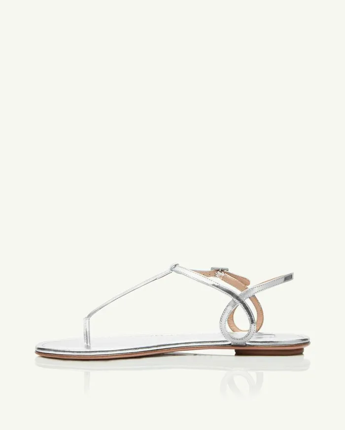 Almost Bare Sandal Flat Silver Women Aquazzura Sandals Almost Bare Sandal Flat Silver Women Aquazzura Sandals
