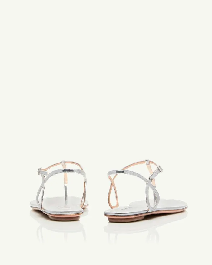 Almost Bare Sandal Flat Silver Women Aquazzura Sandals Almost Bare Sandal Flat Silver Women Aquazzura Sandals