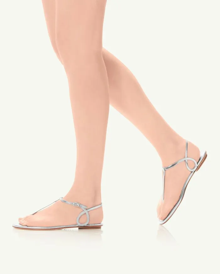 Almost Bare Sandal Flat Silver Women Aquazzura Sandals Almost Bare Sandal Flat Silver Women Aquazzura Sandals