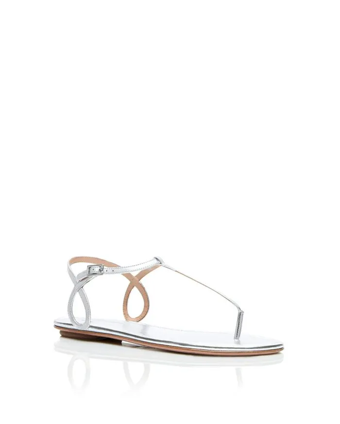 Almost Bare Sandal Flat Silver Women Aquazzura Sandals Almost Bare Sandal Flat Silver Women Aquazzura Sandals
