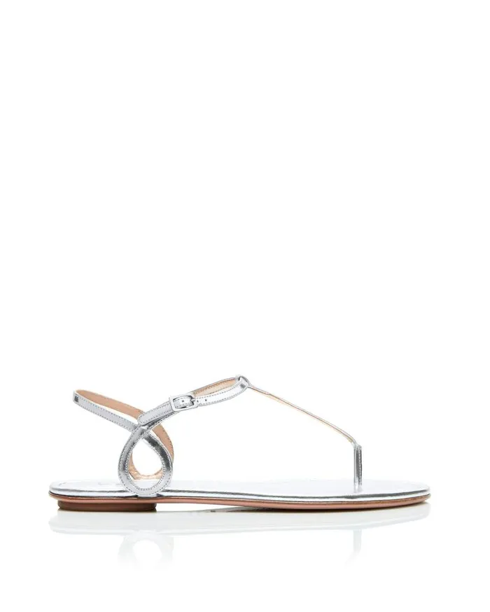 Almost Bare Sandal Flat Silver Women Aquazzura Sandals Almost Bare Sandal Flat Silver Women Aquazzura Sandals