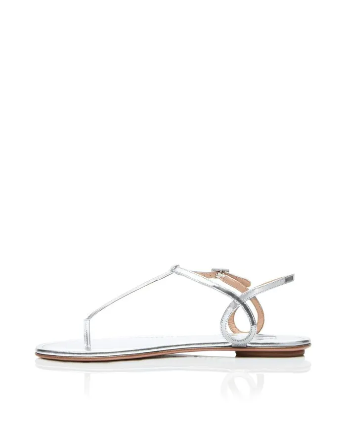 Almost Bare Sandal Flat Silver Women Aquazzura Sandals Almost Bare Sandal Flat Silver Women Aquazzura Sandals
