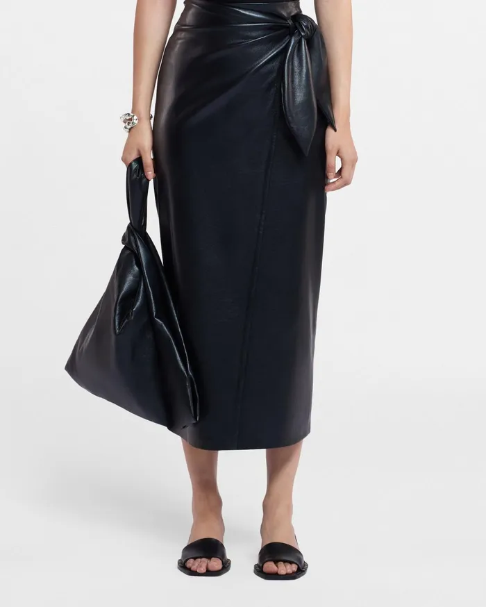 Amas Okobor AltLeather Sarong Skirt Black Women Nanushka Skirts