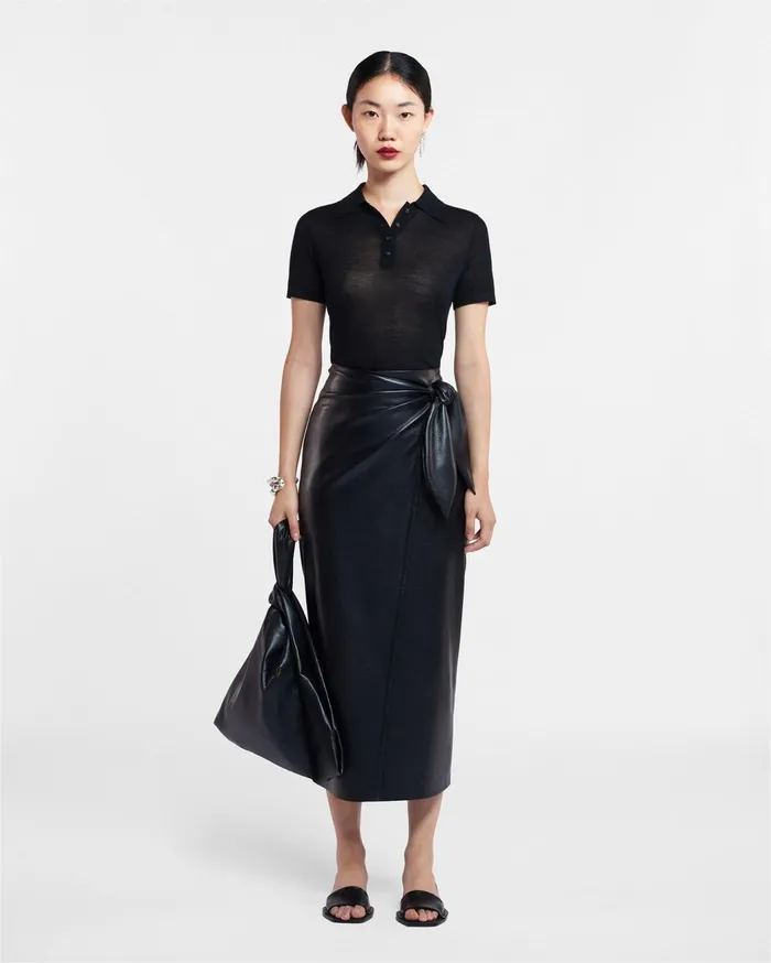 Amas Okobor AltLeather Sarong Skirt Black Women Nanushka Skirts