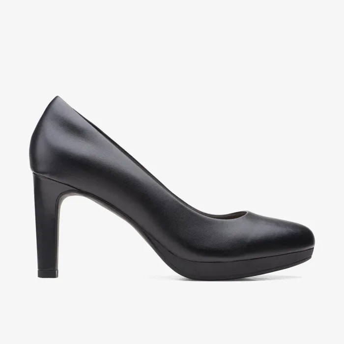 Ambyr Joy Black Leather Women Clarks Heels and Pumps