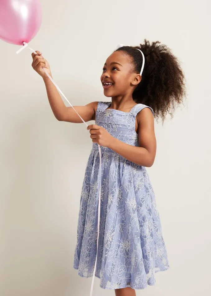 Amelia Embroidered Dress Blue Women Phase Eight Dresses