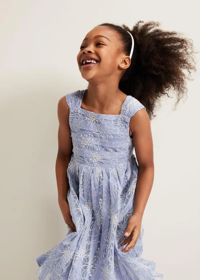 Amelia Embroidered Dress Blue Women Phase Eight Dresses