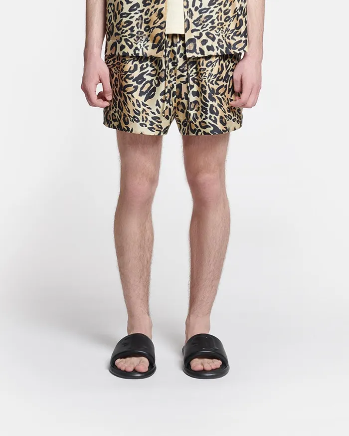 Amil Printed SilkTwill Shorts Leopard Men Nanushka Shorts