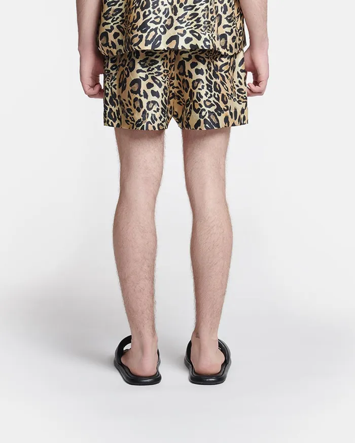 Amil Printed SilkTwill Shorts Leopard Men Nanushka Shorts