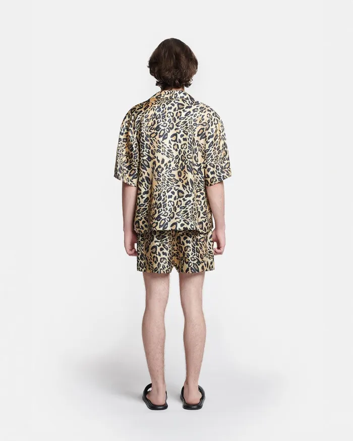 Amil Printed SilkTwill Shorts Leopard Men Nanushka Shorts
