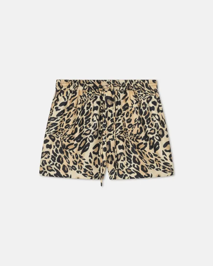 Amil Printed SilkTwill Shorts Leopard Men Nanushka Shorts