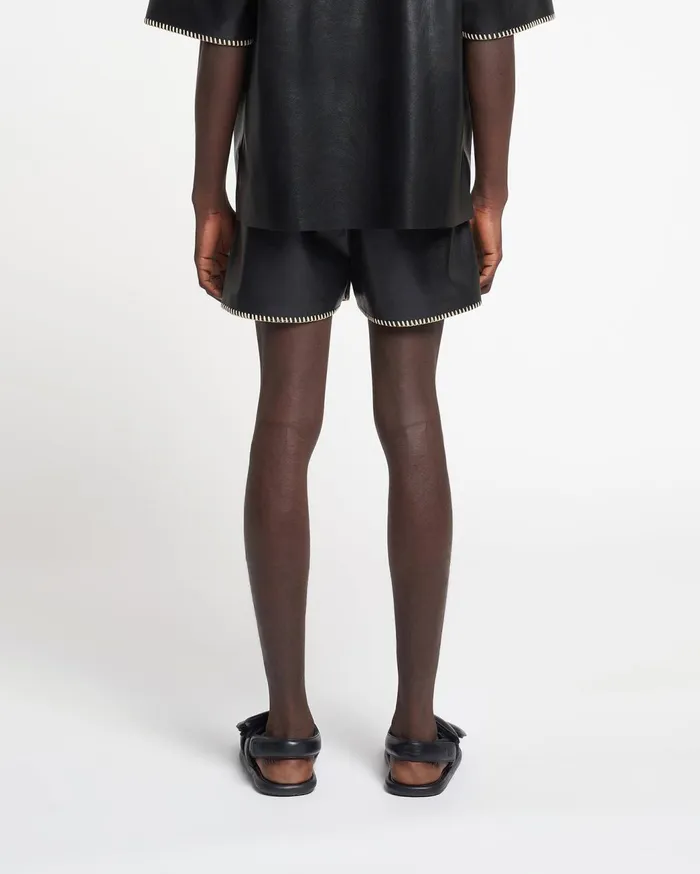 Amil RaffiaTrimmed Okobor AltLeather Shorts Black Men Nanushka Shorts