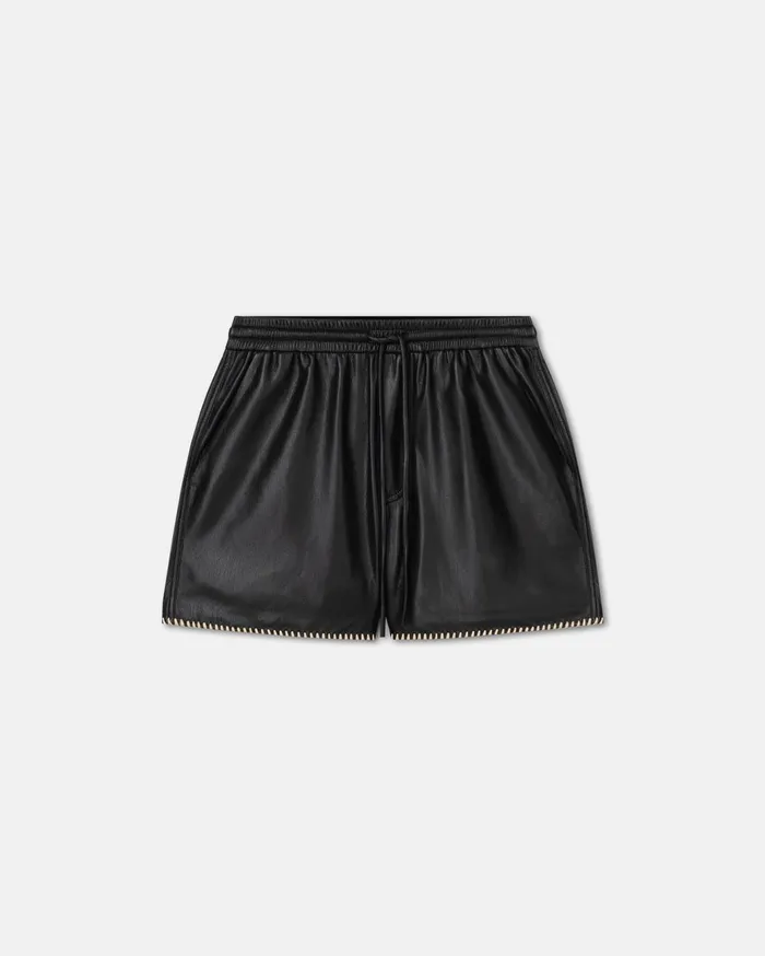 Amil RaffiaTrimmed Okobor AltLeather Shorts Black Men Nanushka Shorts