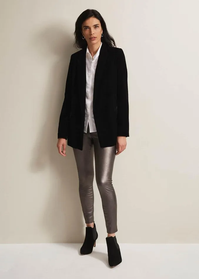 Amina Silver Faux Leather Jeggings Silver Women Phase Eight Trousers