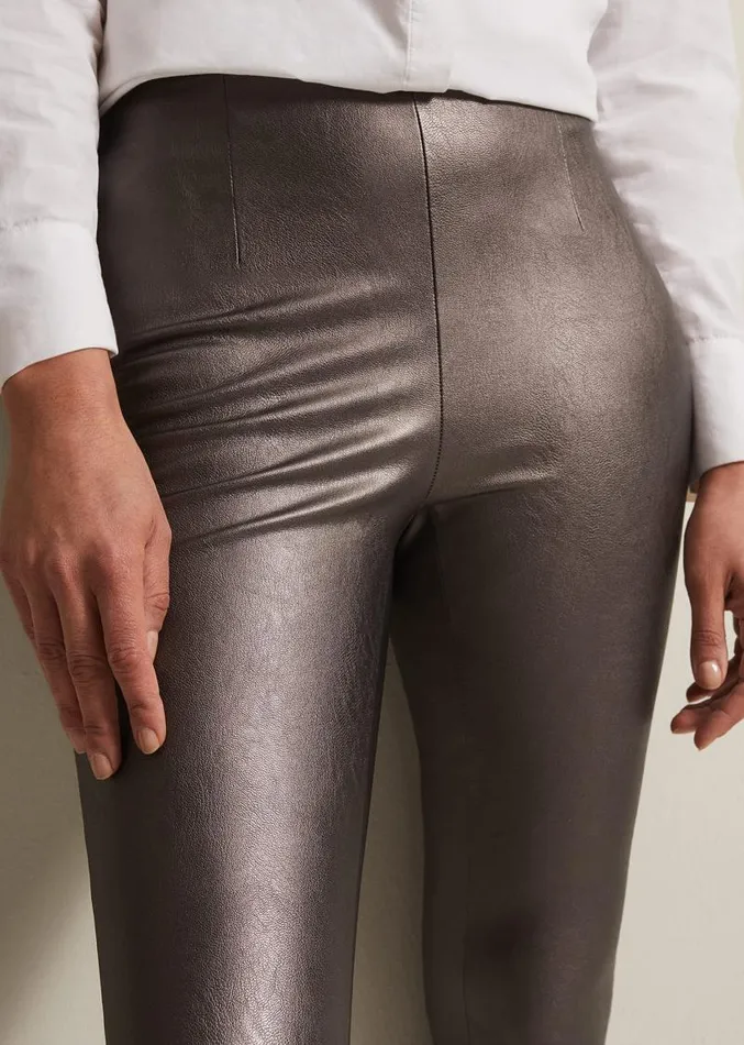 Amina Silver Faux Leather Jeggings Silver Women Phase Eight Trousers