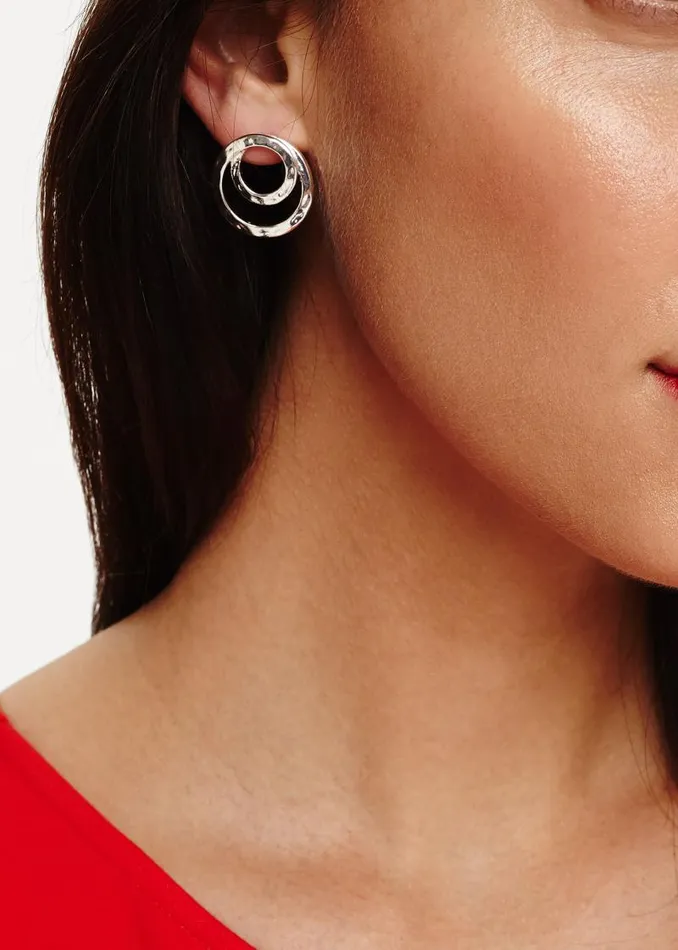 Amy Hammered Twist Stud Earrings Silver Women Phase Eight Knitwear