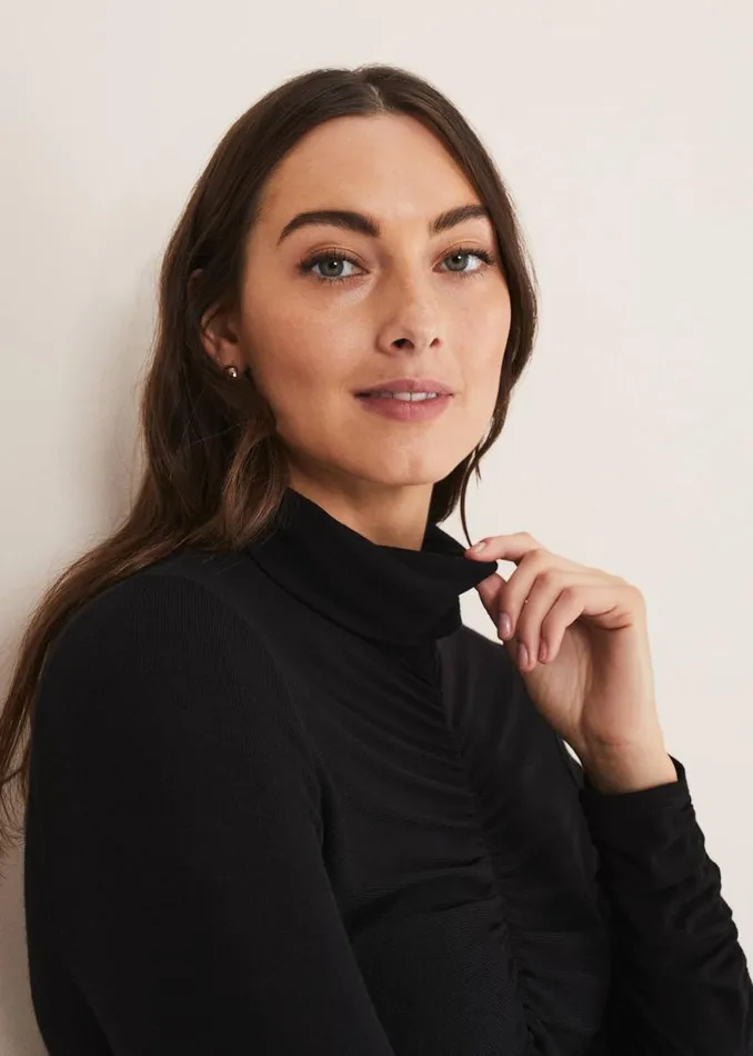 Anabelle Ruched Top Charcoal Women Phase Eight Tops and TShirts