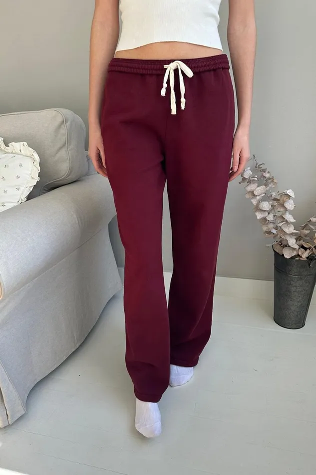 Anastasia Soft Sweatpants Burgundy Women Brandy Melville Sweatpants and Sweatshirts