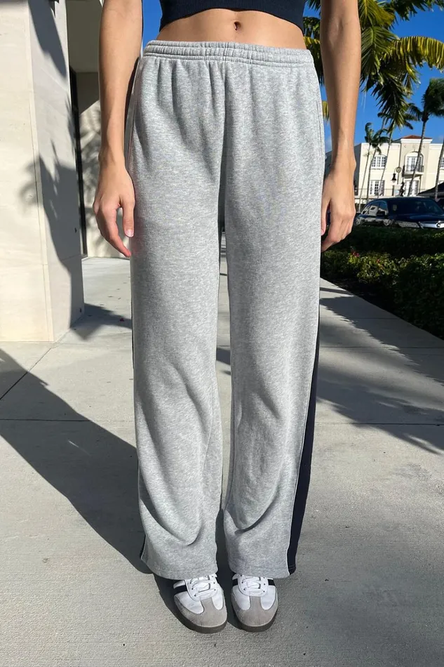 Anastasia Stripe Sweatpants Heather Grey Women Brandy Melville Sweatpants and Sweatshirts